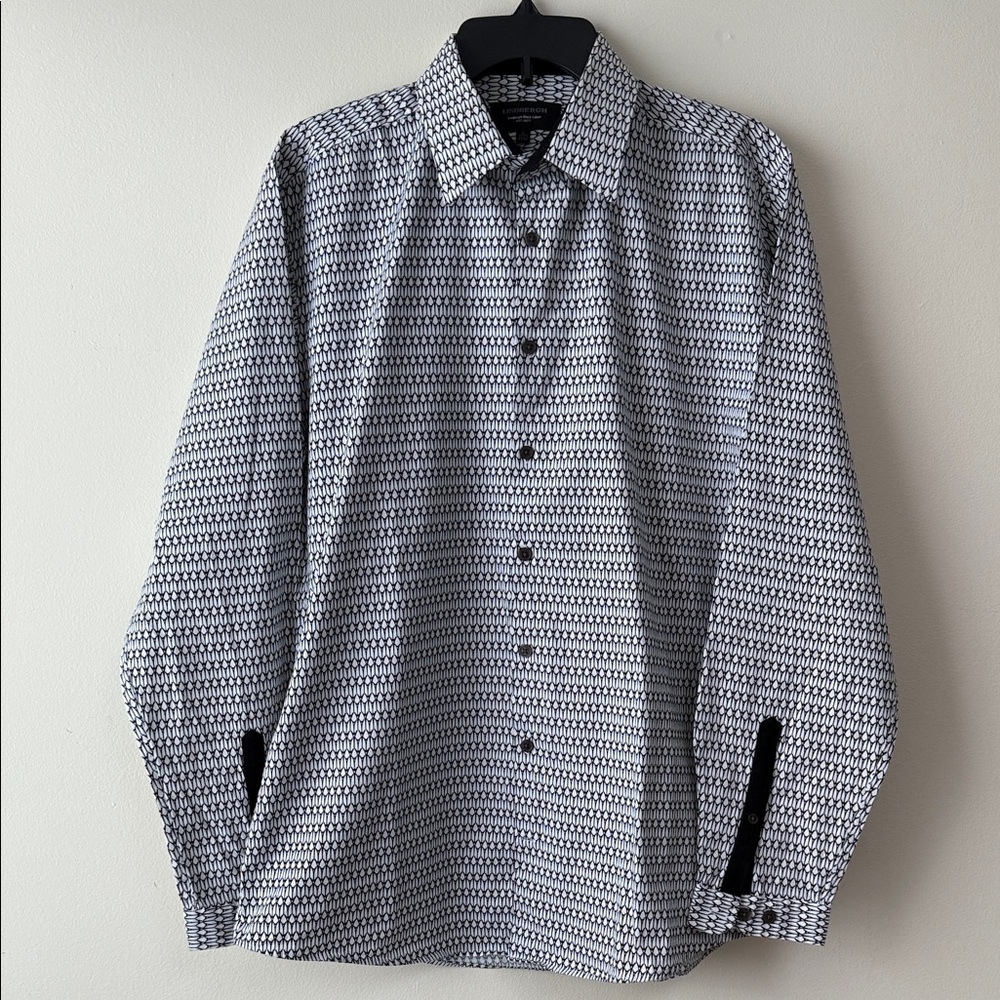 Stylish Black and White Geometric Button Down Shirt